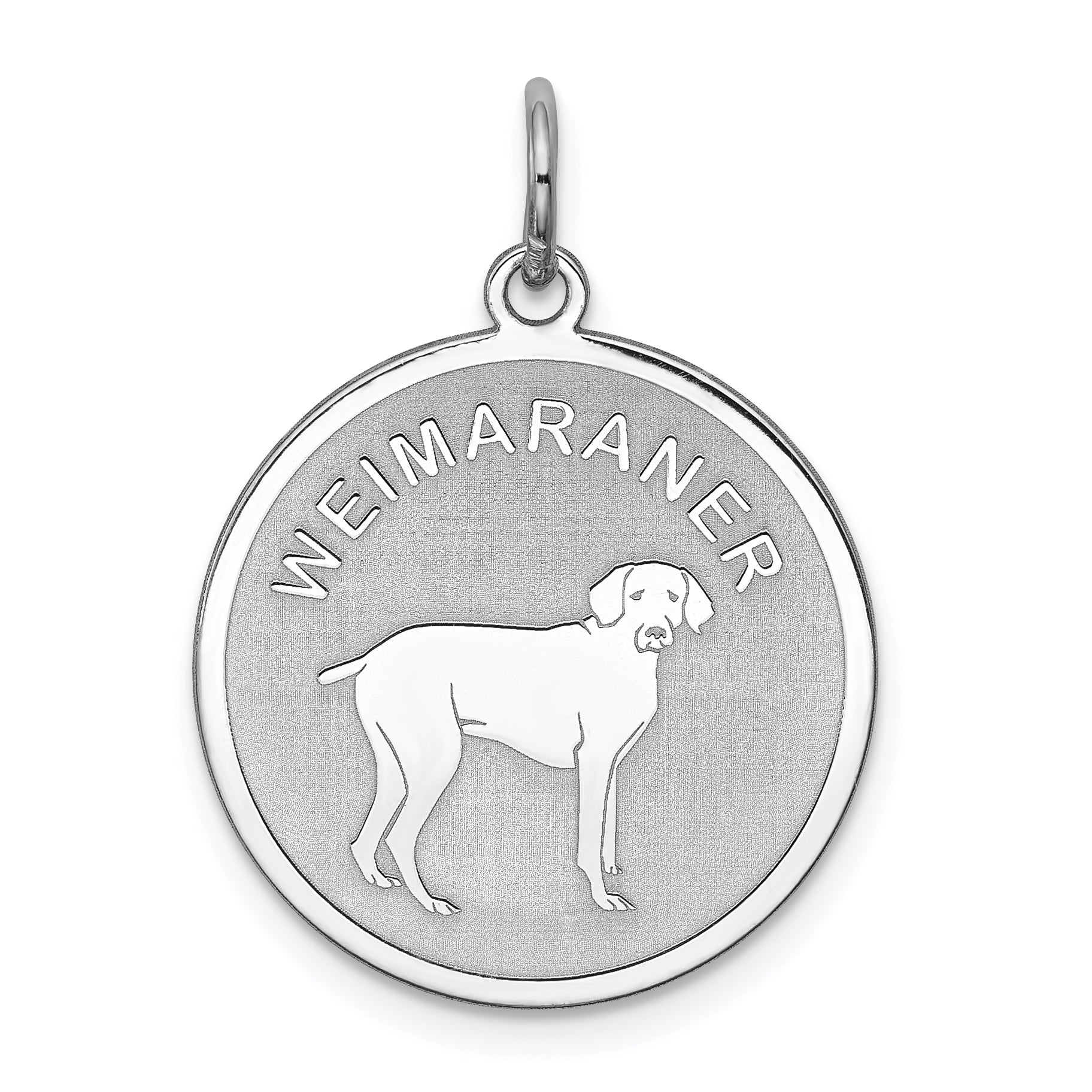 Sterling Silver Rhodium-plated Weimaraner Disc Charm