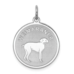 Sterling Silver Rhodium-plated Weimaraner Disc Charm