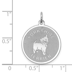 Sterling Silver Rhodium-plated Yorkshire Terrier Disc Charm