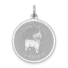 Sterling Silver Rhodium-plated Yorkshire Terrier Disc Charm