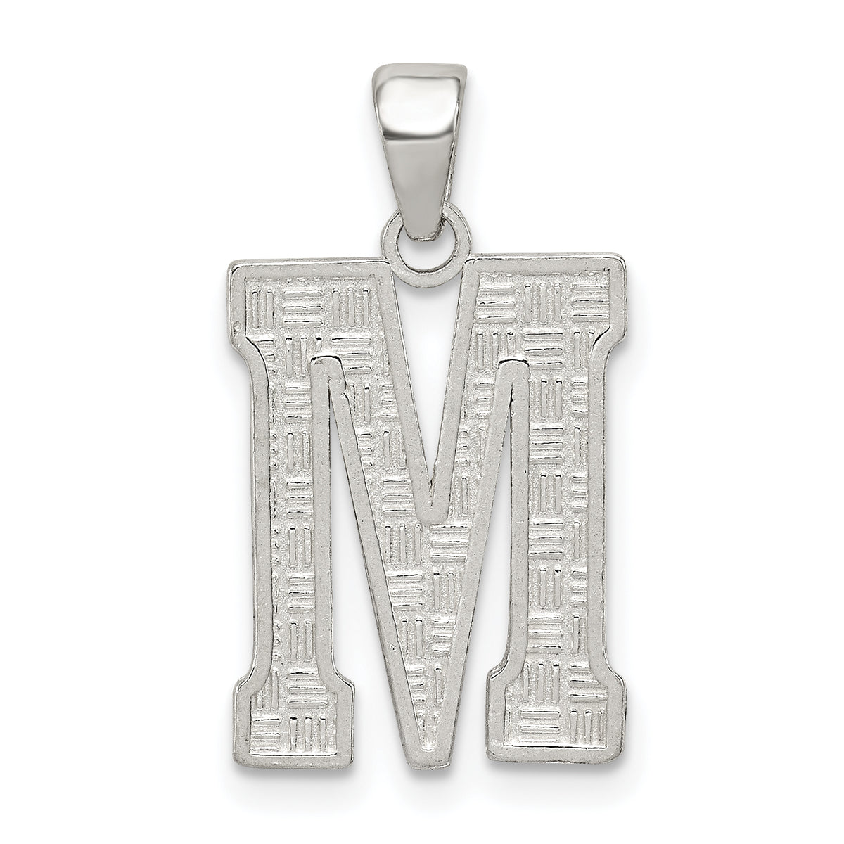 Sterling Silver 925 Rhodium-Plated Letter M Initial Pendant Solid and Elegant