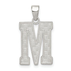 Sterling Silver 925 Rhodium-Plated Letter M Initial Pendant Solid and Elegant