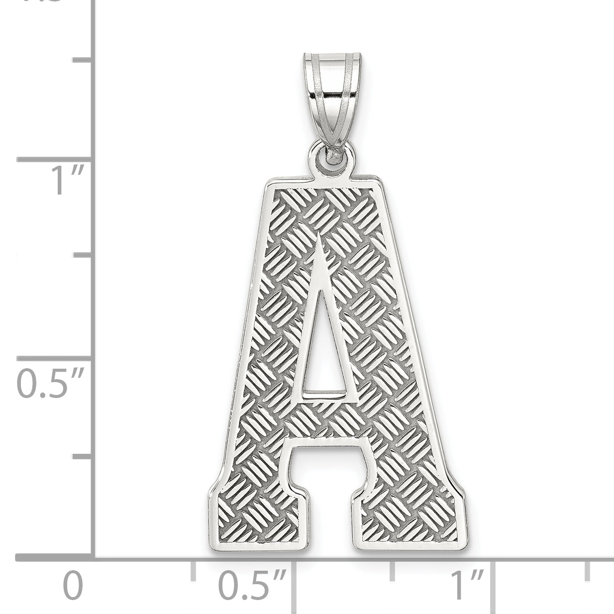 Sterling Silver 925 Rhodium-Plated Letter A Pendant  Large Solid Cast Design