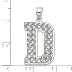 Sterling Silver Rhodium-plated Letter D Initial Pendant