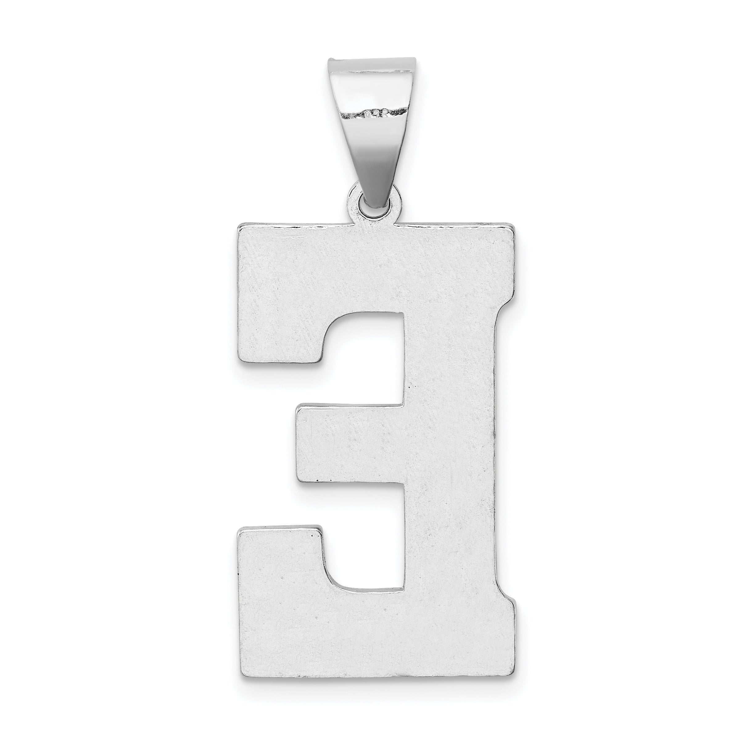 Sterling Silver Rhodium-Plated Initial E Pendant 925 Solid Cast Large Elegant Design