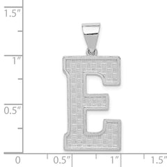 Sterling Silver Rhodium-Plated Initial E Pendant 925 Solid Cast Large Elegant Design