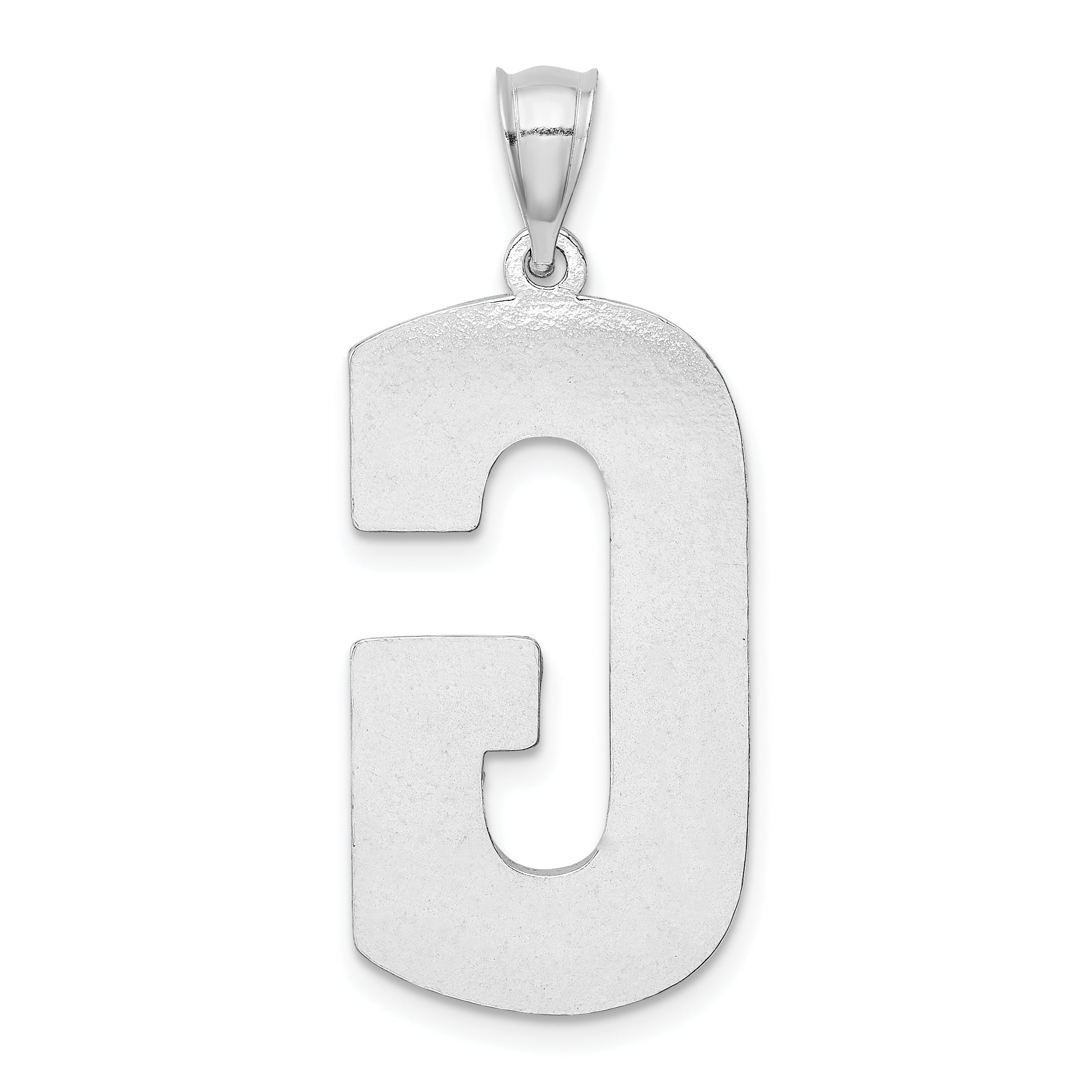 Sterling Silver Rhodium-Plated Letter G Pendant Large Elegant Design by Sophia Jewelers