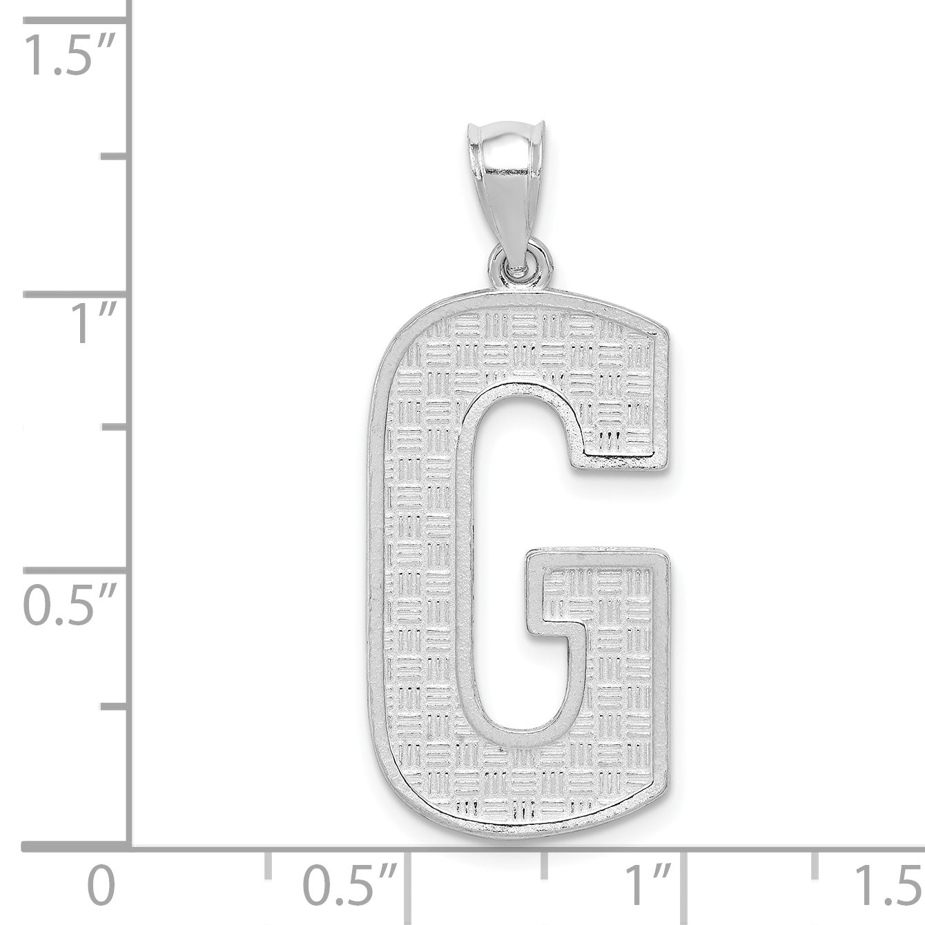 Sterling Silver Rhodium-Plated Letter G Pendant Large Elegant Design by Sophia Jewelers