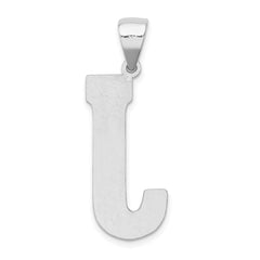 Sterling Silver Rhodium-Plated Letter J Pendant in Solid 925 Casted Design