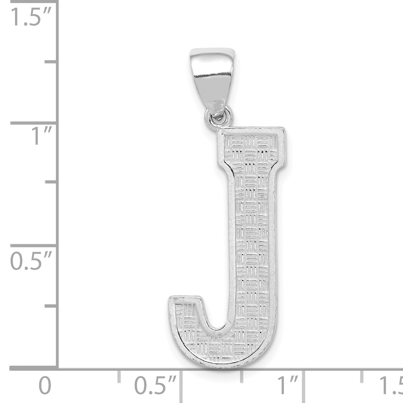 Sterling Silver Rhodium-Plated Letter J Pendant in Solid 925 Casted Design