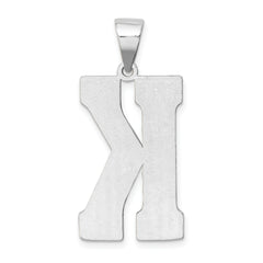 Sterling Silver Rhodium-Plated Initial K Pendant Solid Cast Large Design