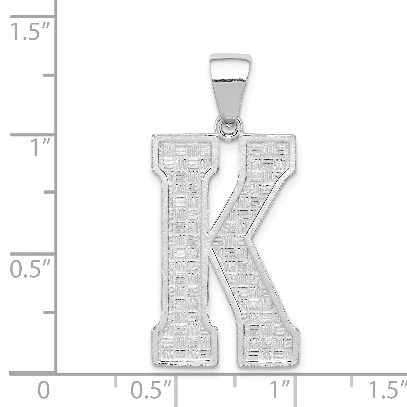 Sterling Silver Rhodium-Plated Initial K Pendant Solid Cast Large Design