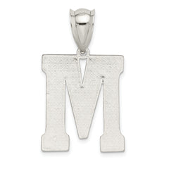 Sterling Silver 925 Letter M Pendant with Rhodium-Plated Solid Design