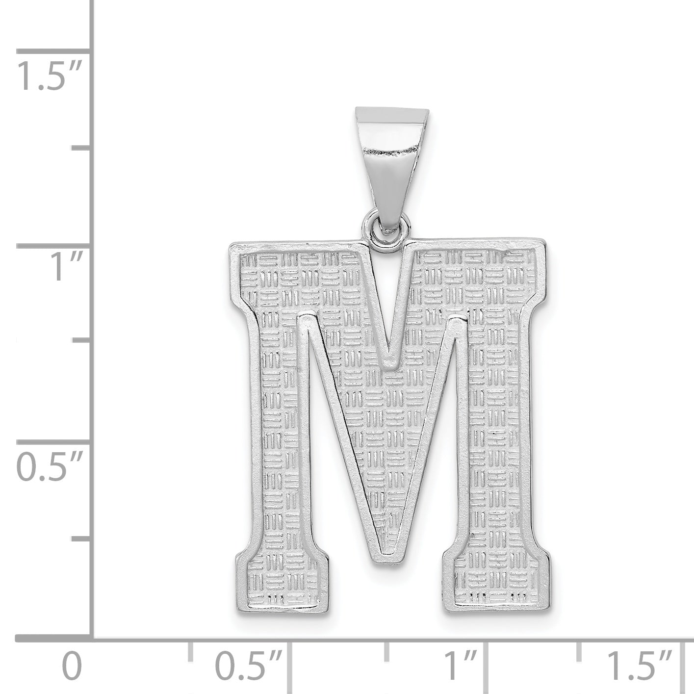 Sterling Silver 925 Letter M Pendant with Rhodium-Plated Solid Design