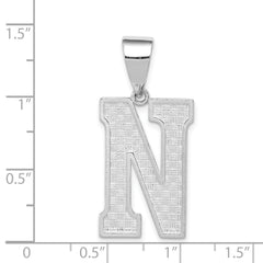 Sterling Silver 925 Rhodium-Plated Initial N Pendant  Large, Elegant Cast Design