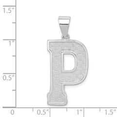 Sterling Silver 925 Initial P Pendant  Rhodium-Plated, Solid, Large Cast Design