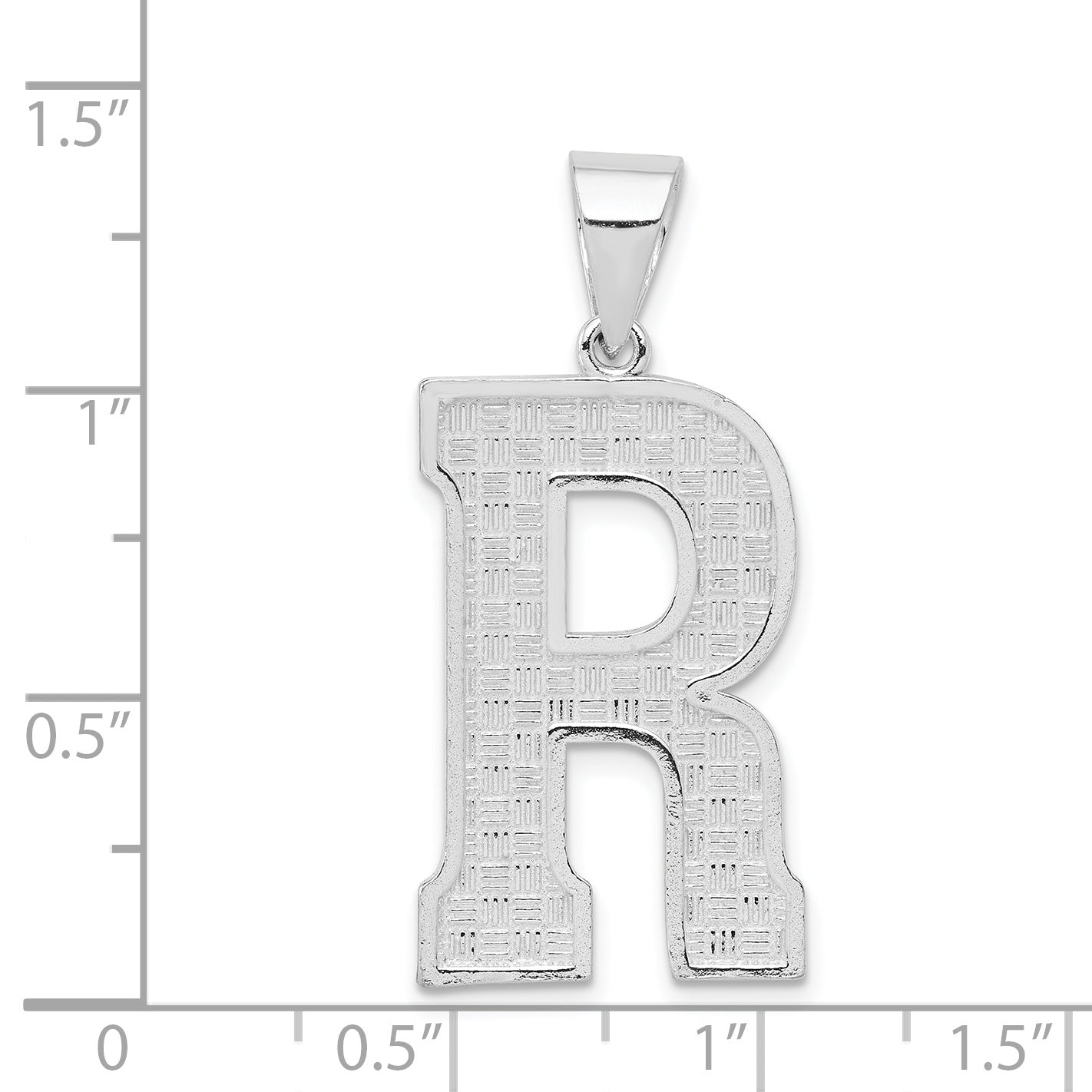 **Sterling Silver 925 Rhodium-Plated Large Initial R Pendant Elegant, Casted Design**