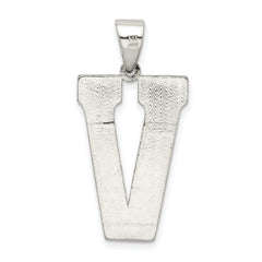 Sterling Silver Rhodium-Plated Letter V Pendant Large Bold Design