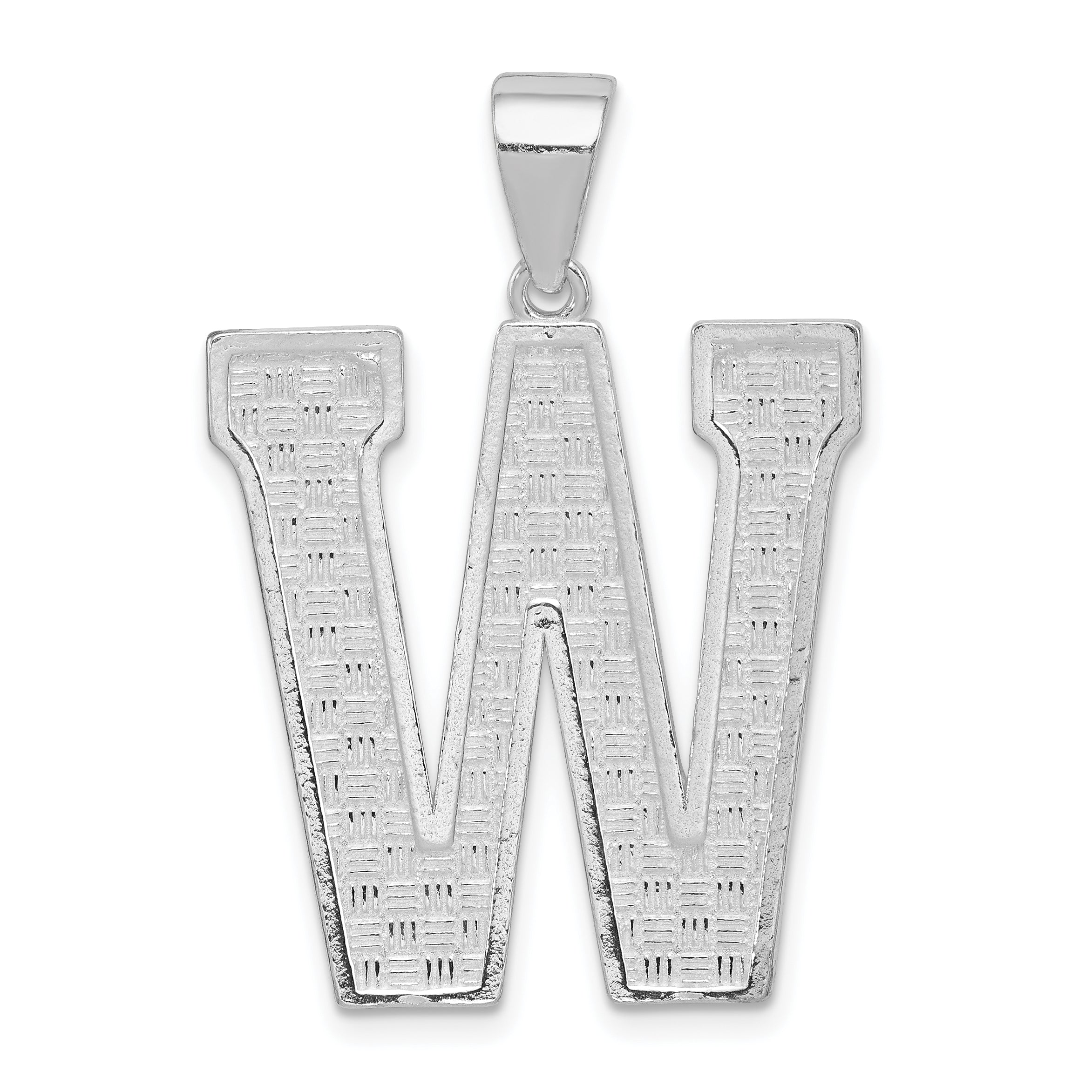 Sterling Silver Rhodium-plated Letter W Initial Pendant