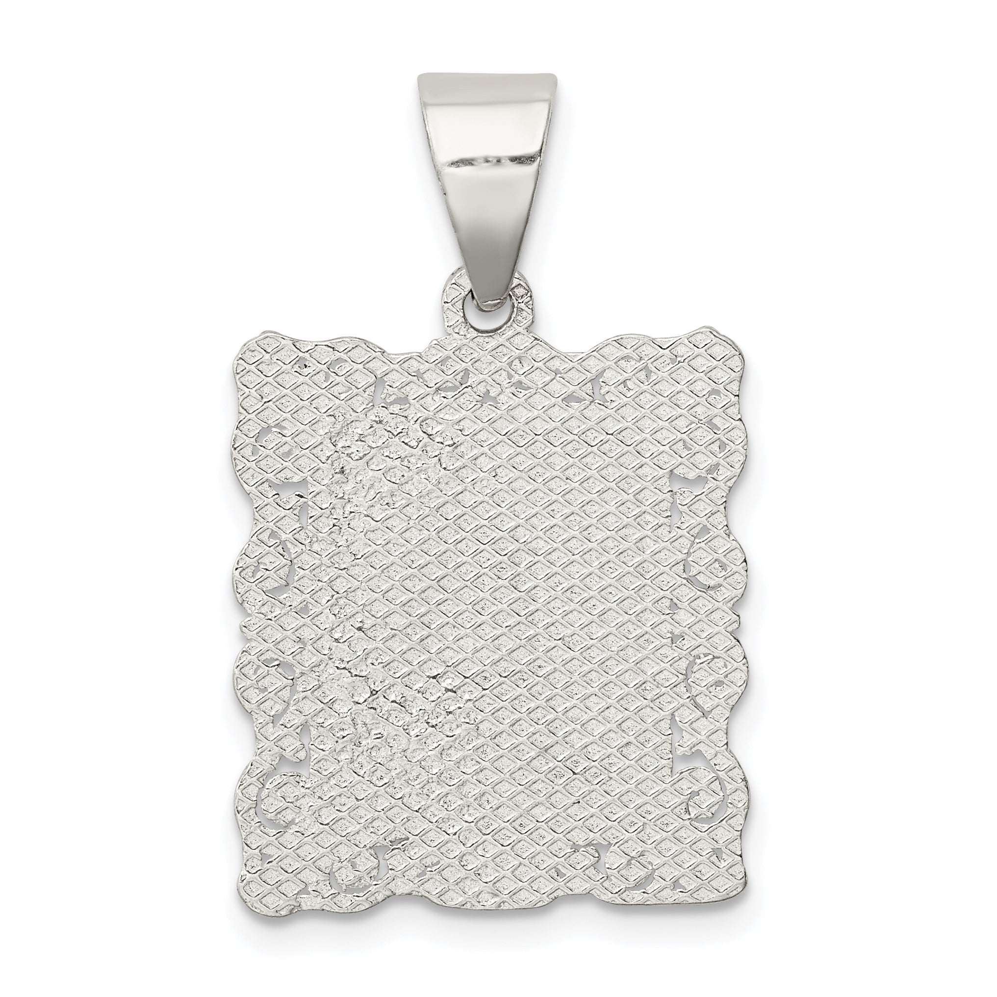 Sterling Silver Square Diamond-cut Letter A Initial Pendant