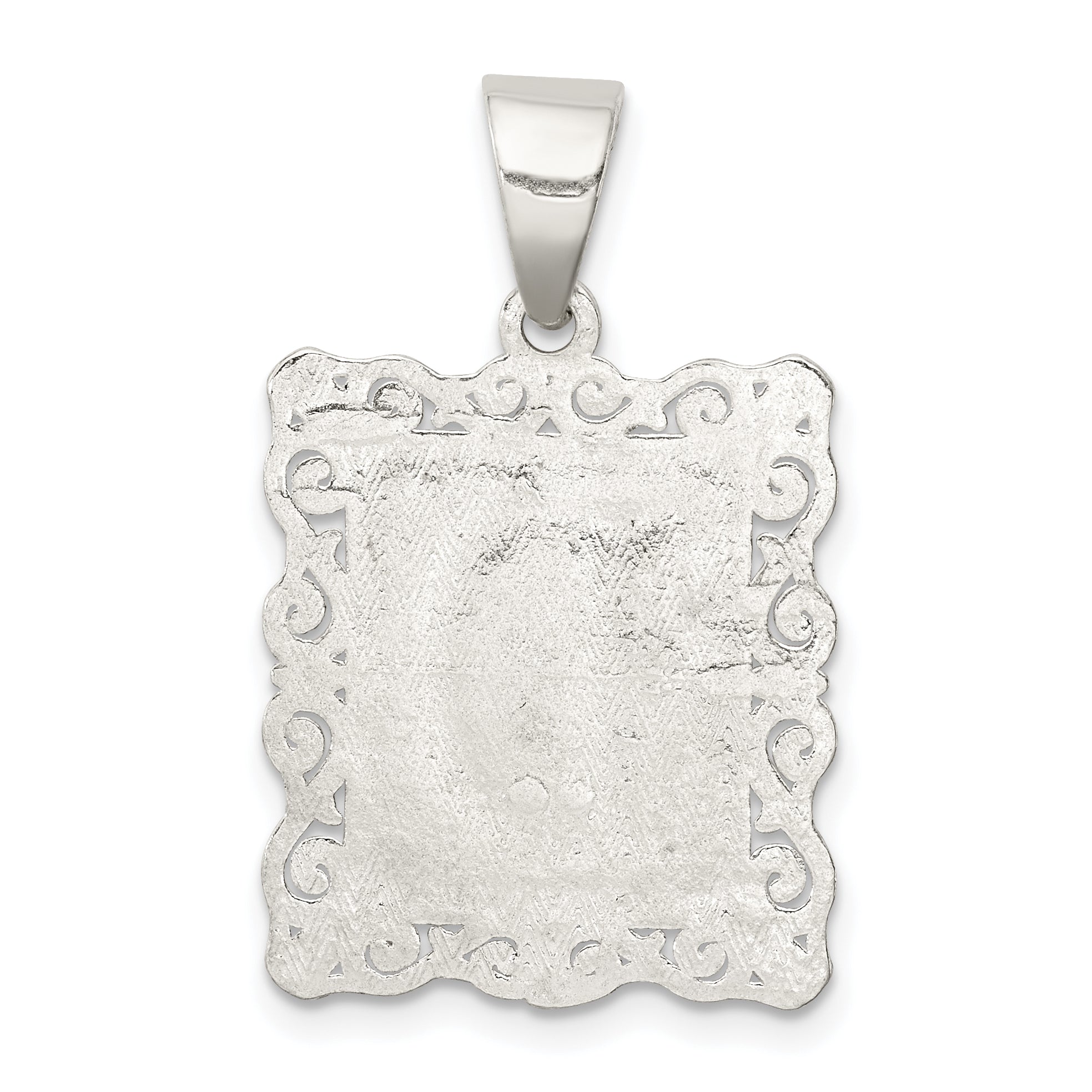 Sterling Silver Square Diamond-cut Letter D Initial Pendant