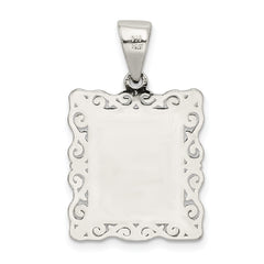 Sterling Silver Square Diamond-cut Letter E Initial Pendant