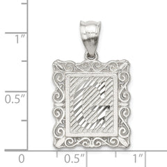 Sterling Silver Square Diamond-cut Letter G Initial Pendant