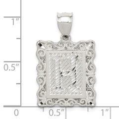 Sterling Silver 925 Diamond-Cut Letter H Pendant with Anti-Tarnish Finish