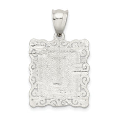 Sterling Silver 925 Square Diamond-Cut Initial I Pendant with Anti-Tarnish Coating