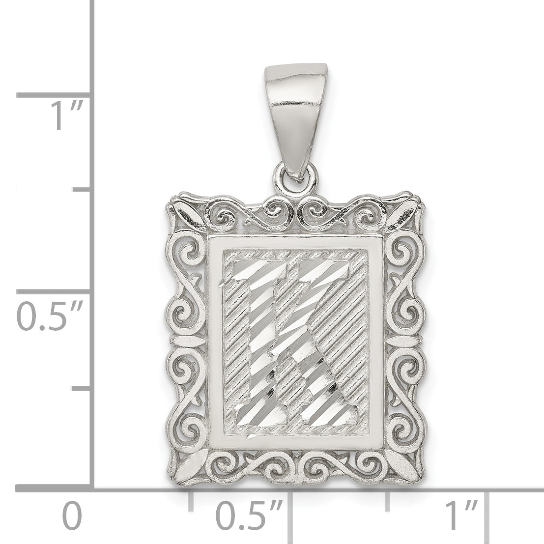 Sterling Silver 925 Diamond-Cut Letter K Initial Pendant with Anti-Tarnish Finish