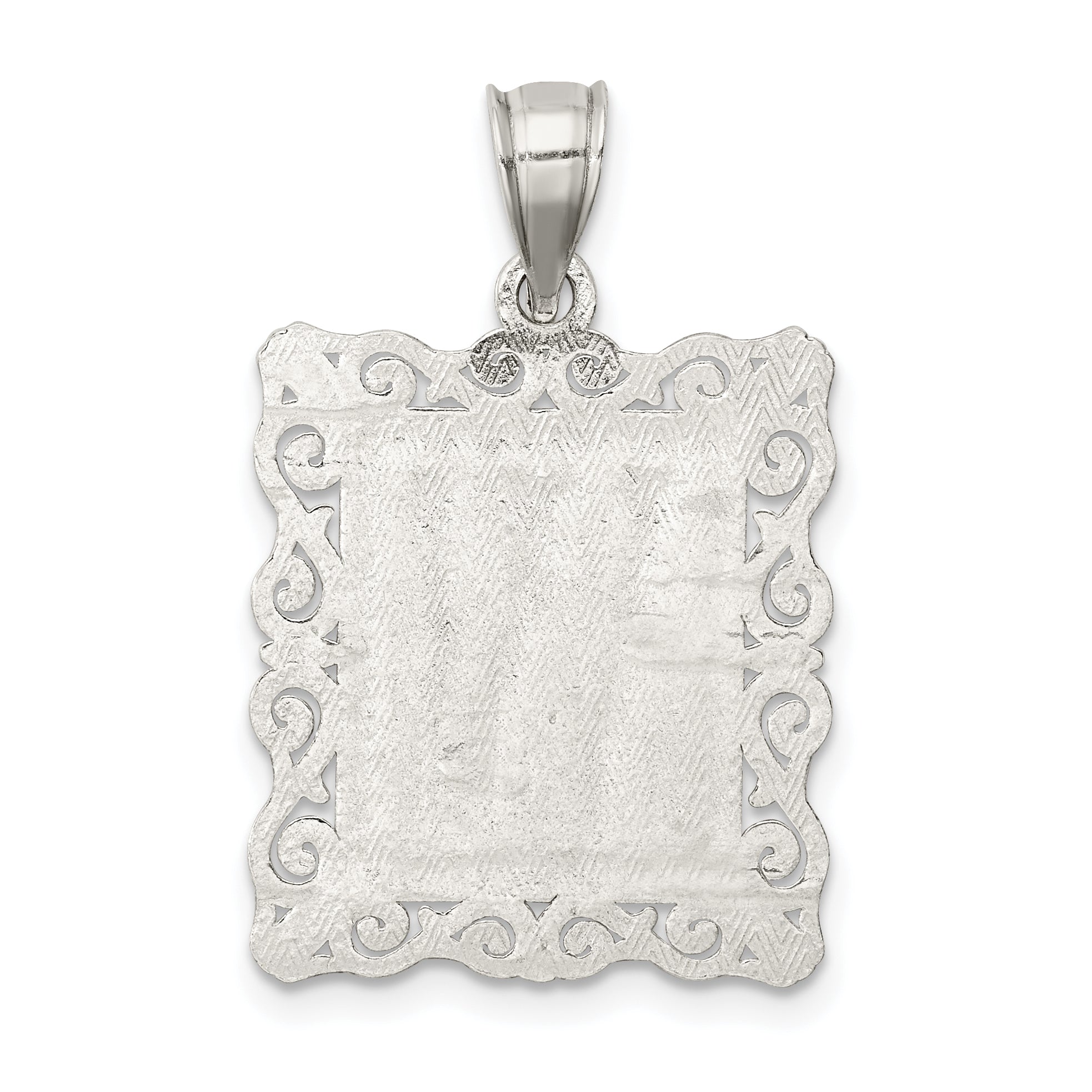 Sterling Silver 925 Letter W Pendant with Diamond-Cut Design and Anti-Tarnish Finish