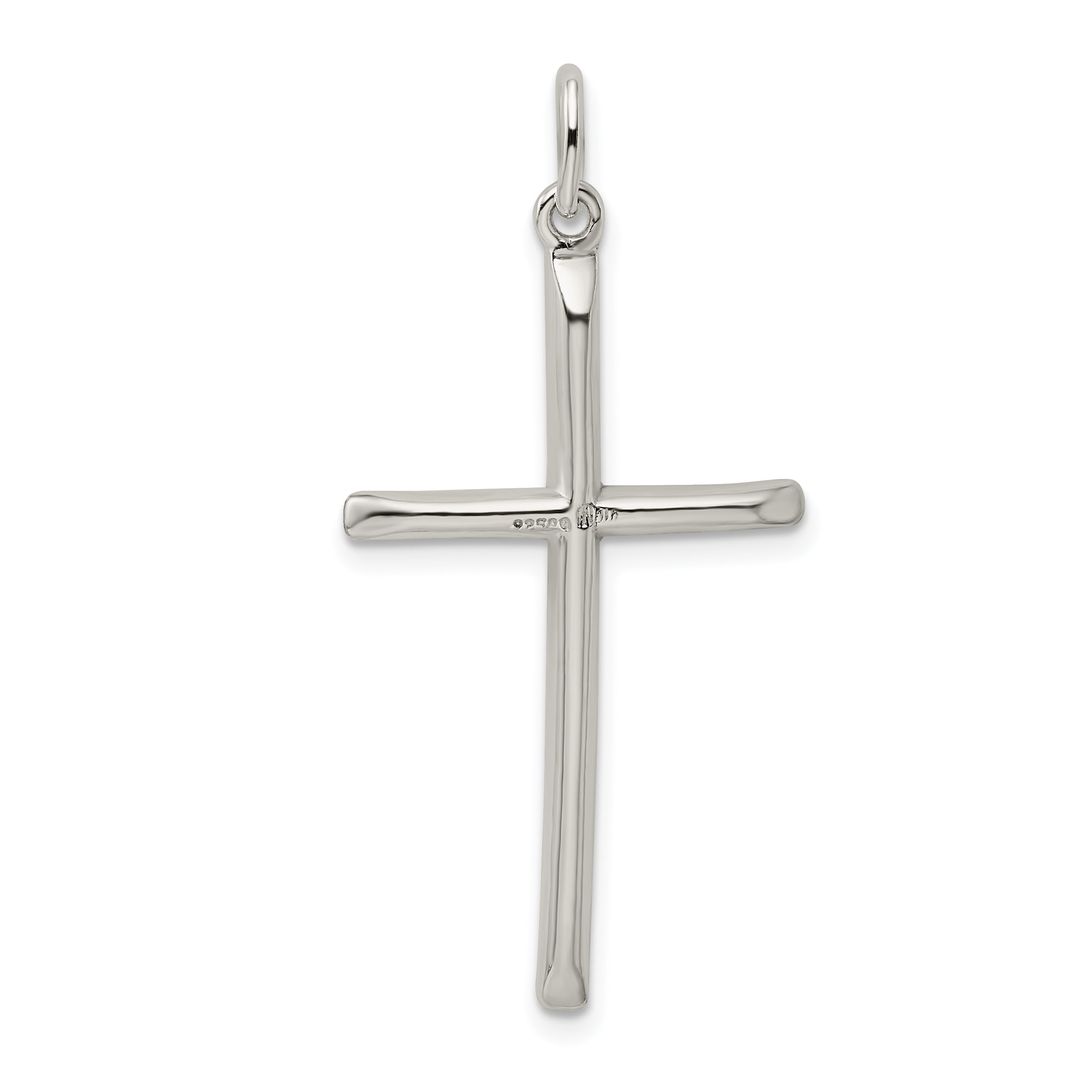 Sterling Silver 925 Polished Cross Pendant with Anti-Tarnish Finish