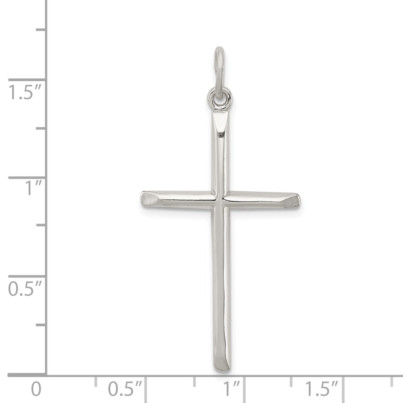 Sterling Silver 925 Polished Cross Pendant with Anti-Tarnish Finish