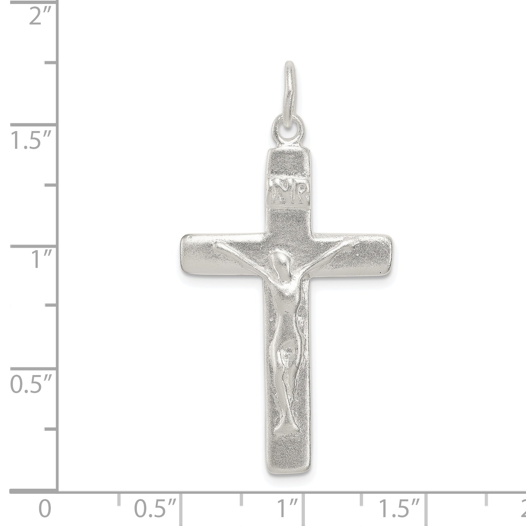 Sterling Silver 925 INRI Crucifix Pendant with Polished Anti-Tarnish Finish