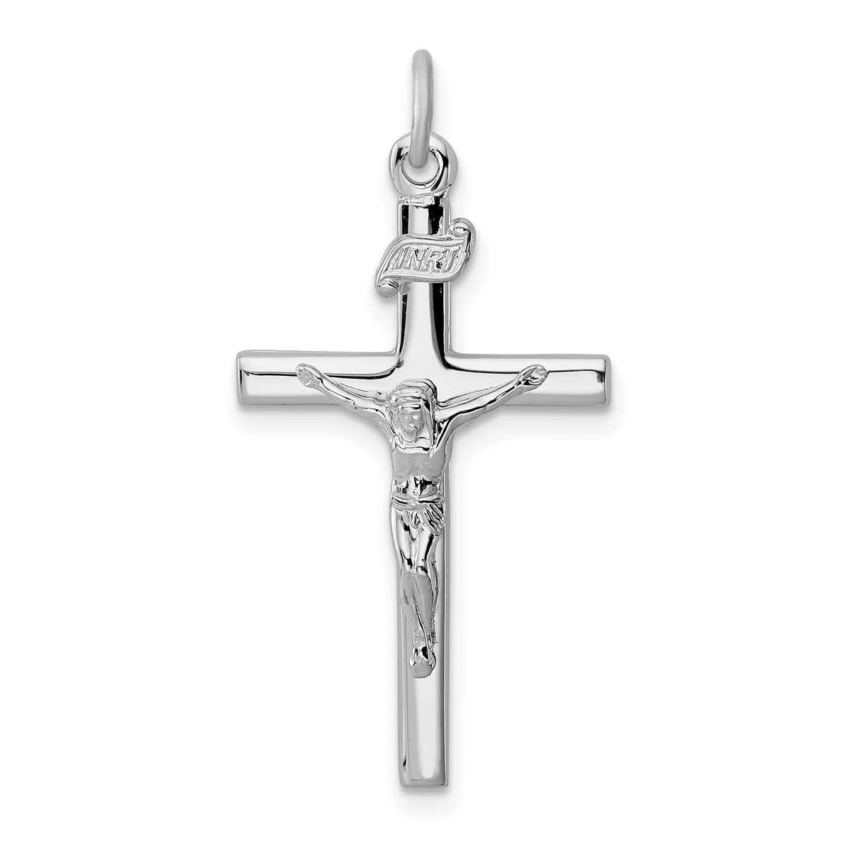 Sterling Silver Rhodium-plated INRI Crucifix Pendant