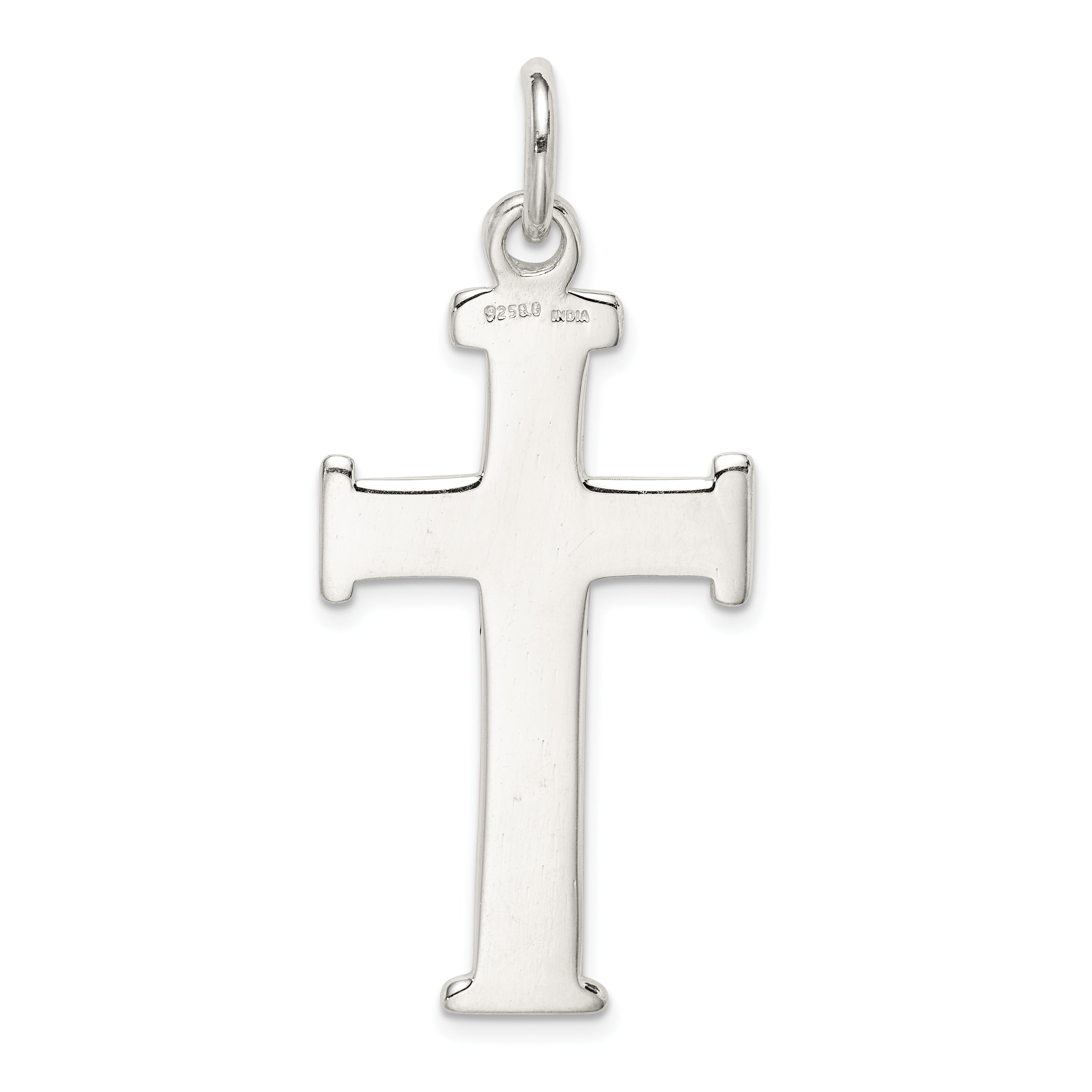 Sterling Silver 925 Diamond-Cut Cross Pendant with Polished Finish & Anti-Tarnish Coating