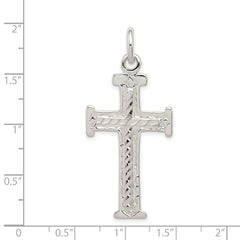 Sterling Silver 925 Diamond-Cut Cross Pendant with Polished Finish & Anti-Tarnish Coating