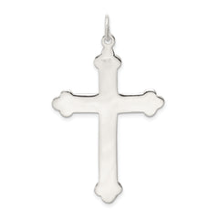 Sterling Silver 925 Polished Budded Cross Pendant with Anti-Tarnish Finish