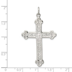 Sterling Silver 925 Polished Budded Cross Pendant with Anti-Tarnish Finish