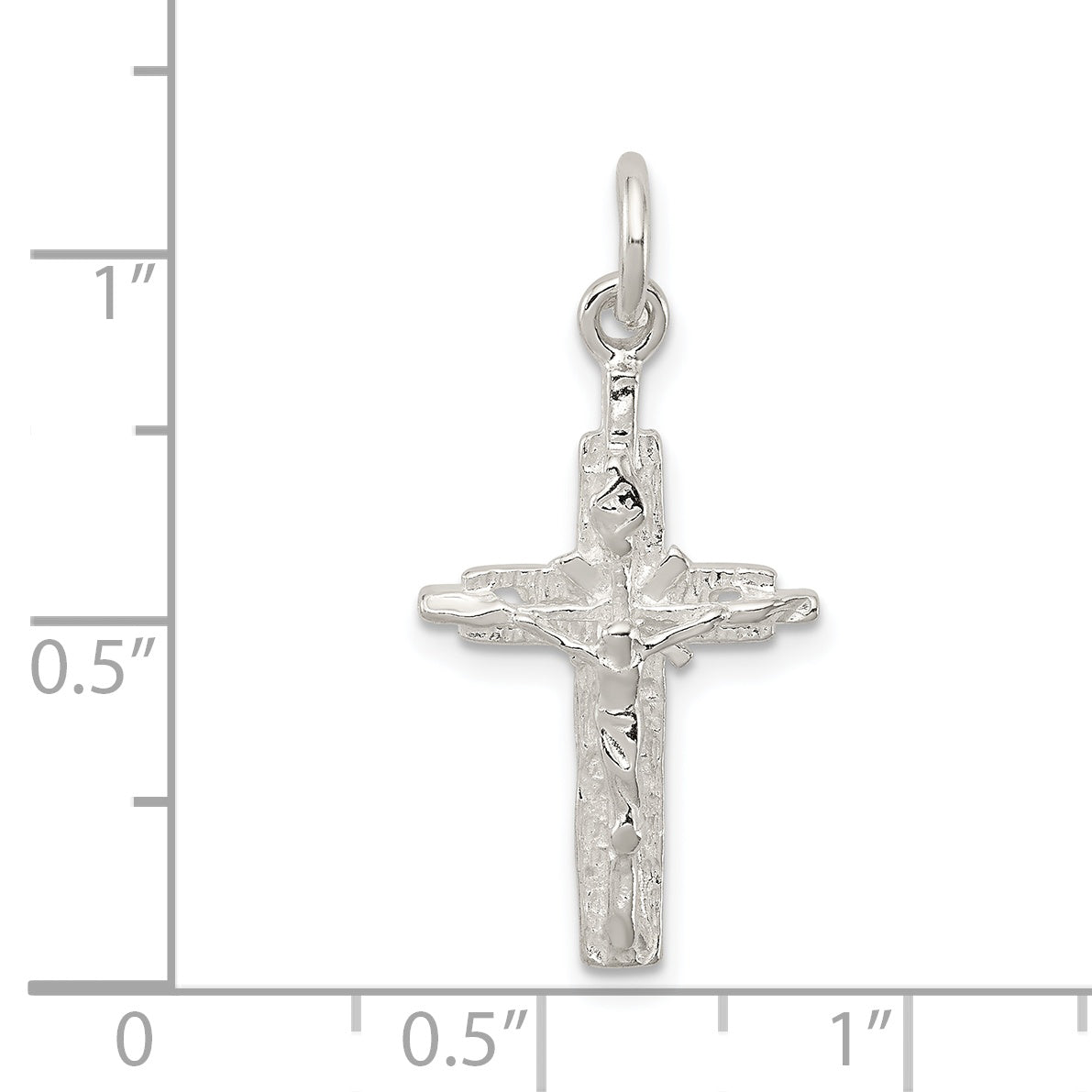 Sterling Silver INRI Crucifix Pendant with Polished Anti-Tarnish Finish