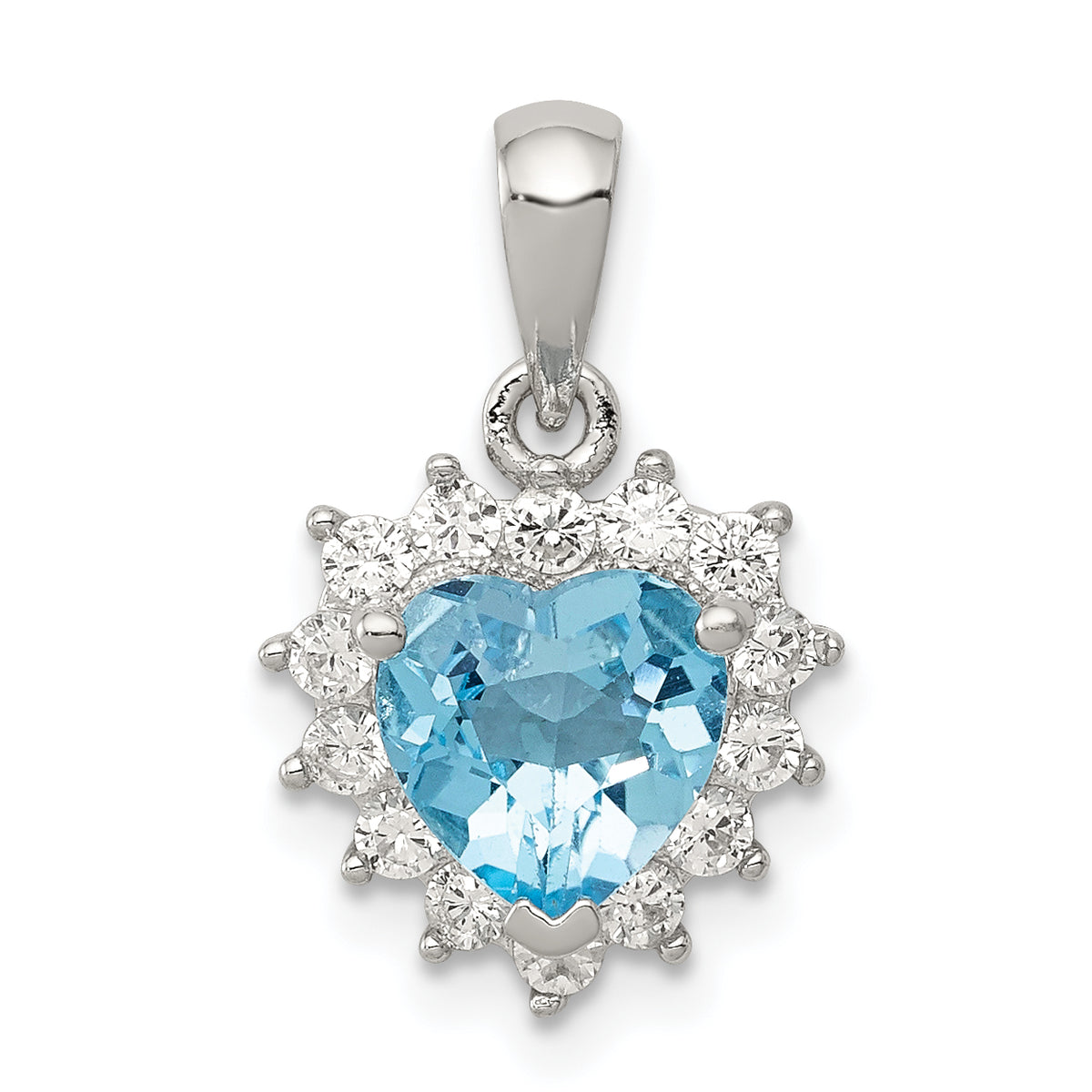 Sterling Silver Blue Topaz & CZ Pendant