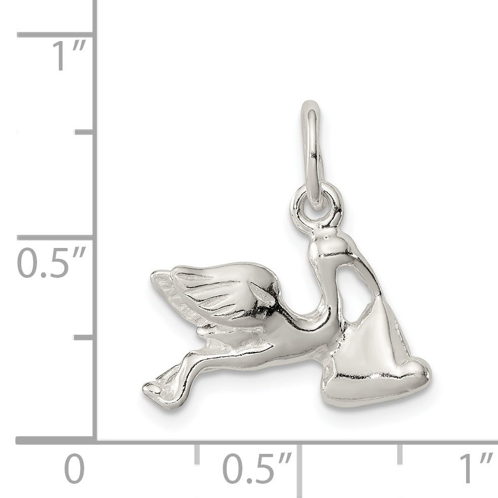 Sterling Silver STORK With  BABY CHARM