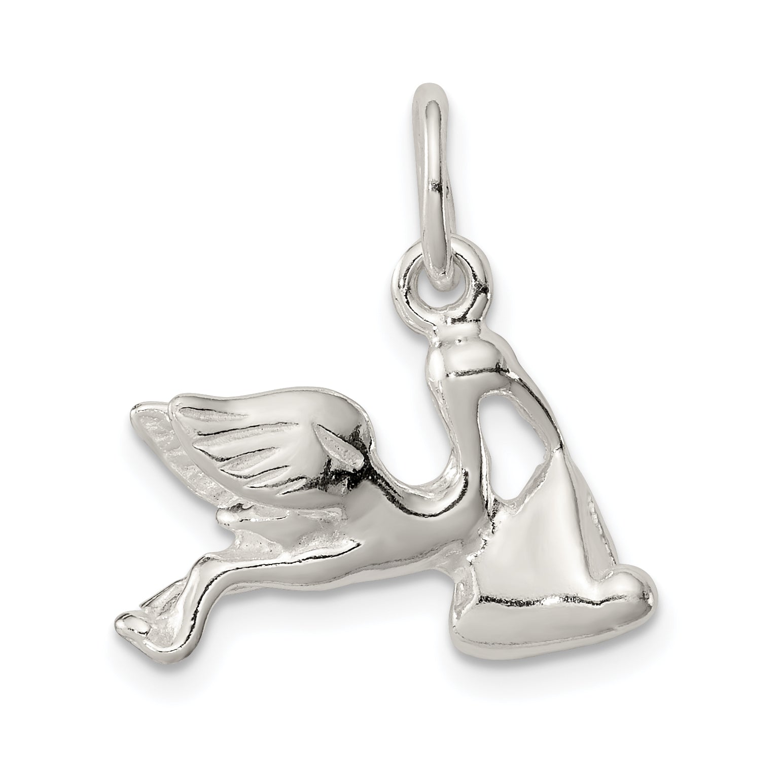 Sterling Silver STORK W/ BABY CHARM