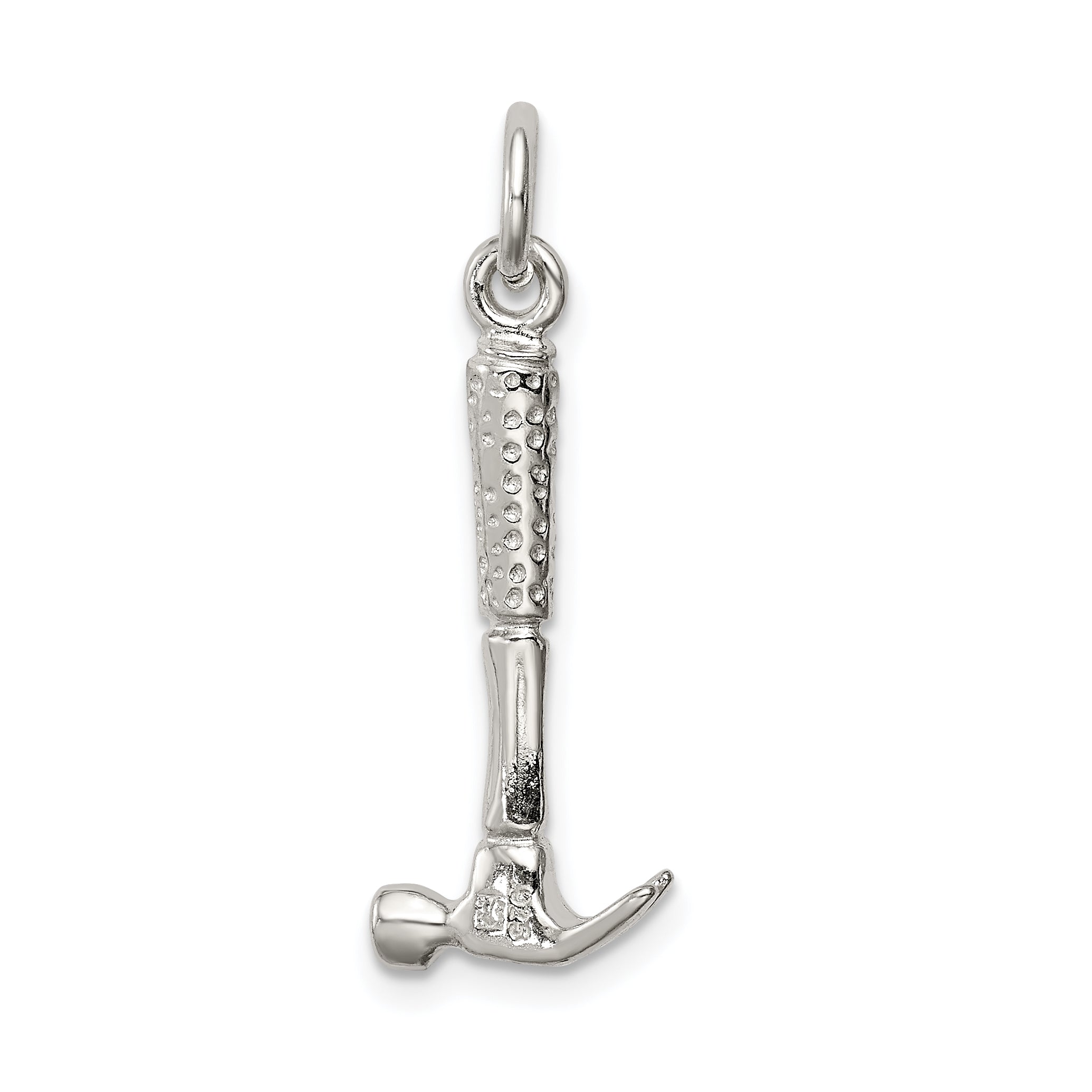 Sterling Silver 925 Hammer Charm with Polished Finish and 3D Design