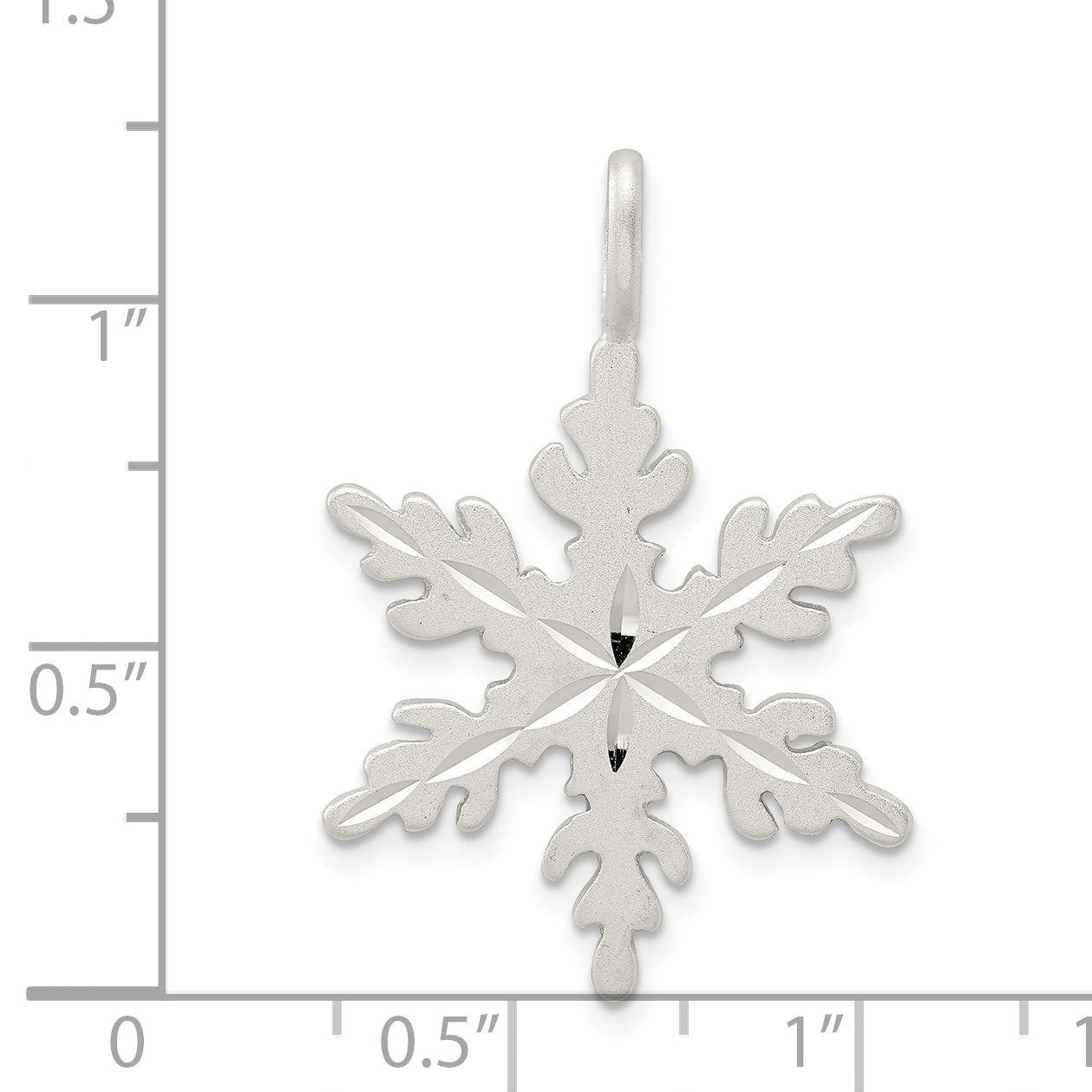 Sterling Silver 925 Snowflake Charm with Anti-Tarnish Solid Design 34mm