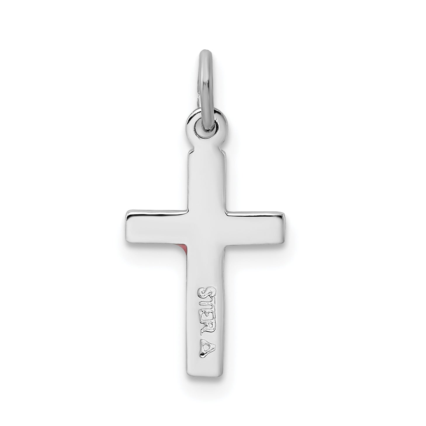 Sterling Silver 925 Rhodium-Plated Enameled Cross Charm Polished Finish