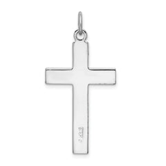 Sterling Silver 925 Rhodium-Plated Cross Pendant with Satin & Polished Finish