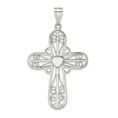 Sterling Silver Heart Cross Pendant