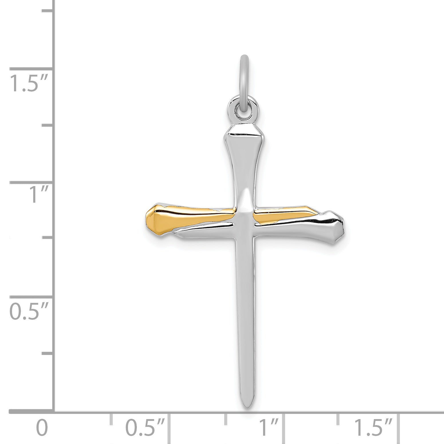 Sterling Silver Rhodium-plated & Vermeil Nail Cross Pendant