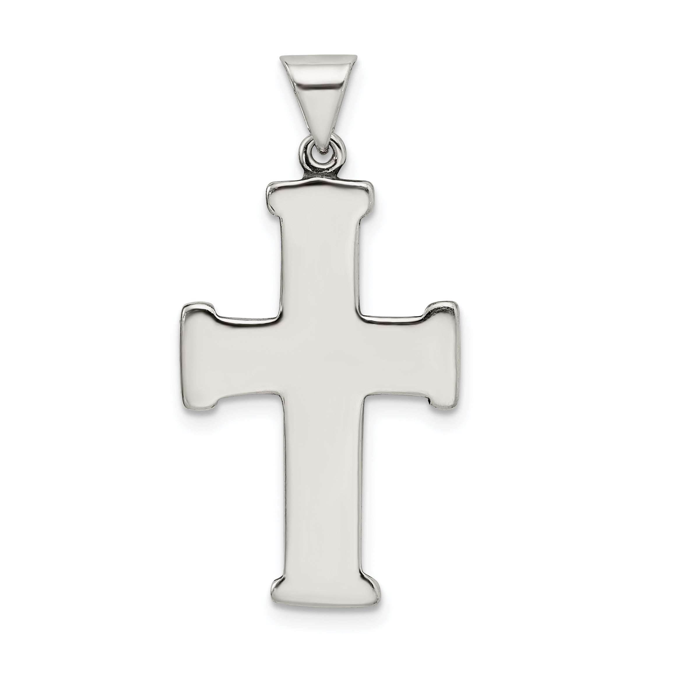 Sterling Silver 925 Antiqued Cross Pendant with Polished Finish Solid Design